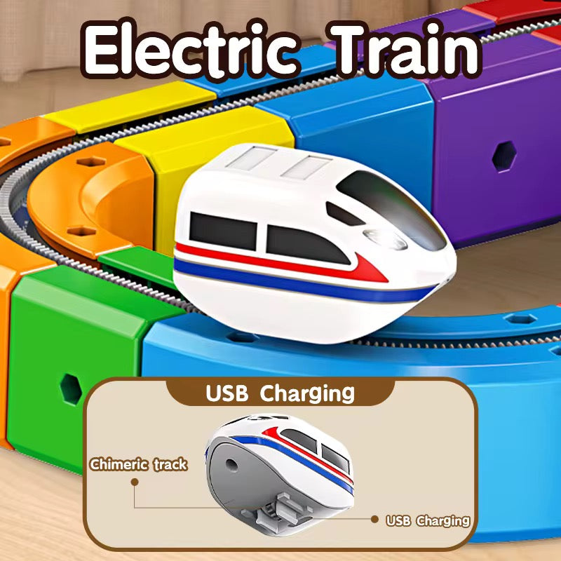 123-Piece DIY Cube Track & Electric Train Set