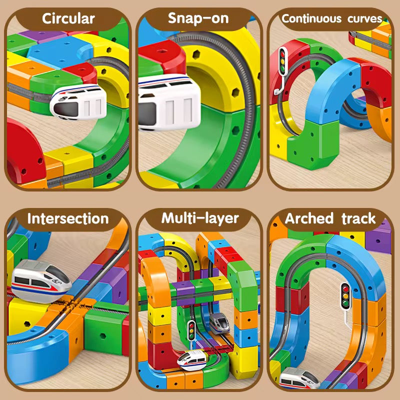 123-Piece DIY Cube Track & Electric Train Set