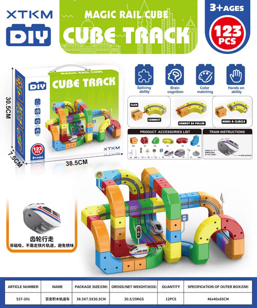 123-Piece DIY Cube Track & Electric Train Set