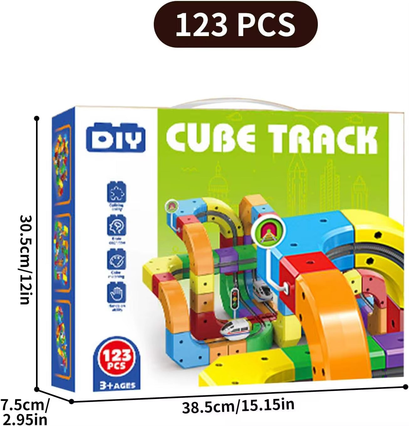 123-Piece DIY Cube Track & Electric Train Set