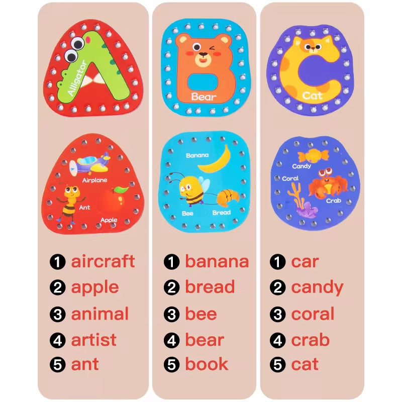 Alphabet Lacing Cards – A–Z Learning Set