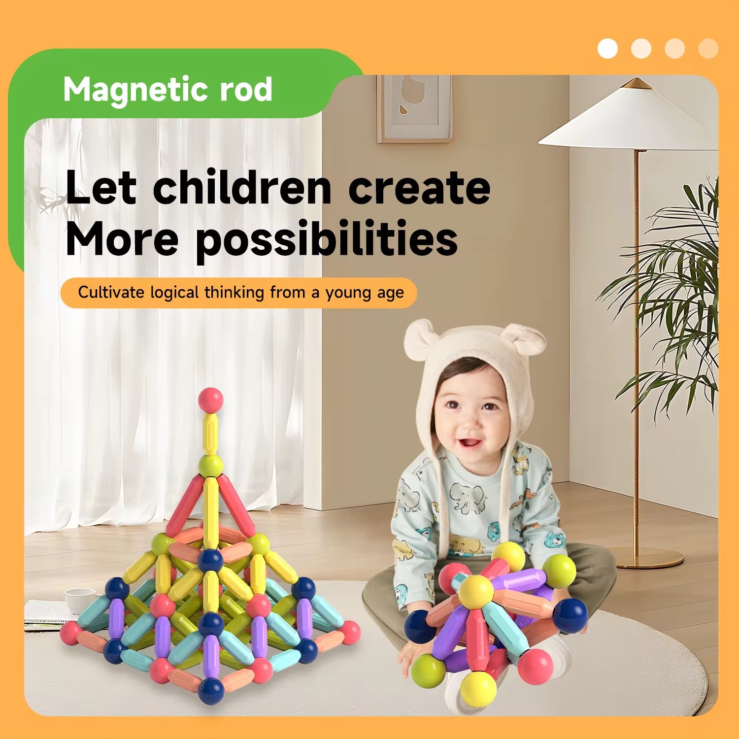 166-Piece Magnetic Building Rod Set