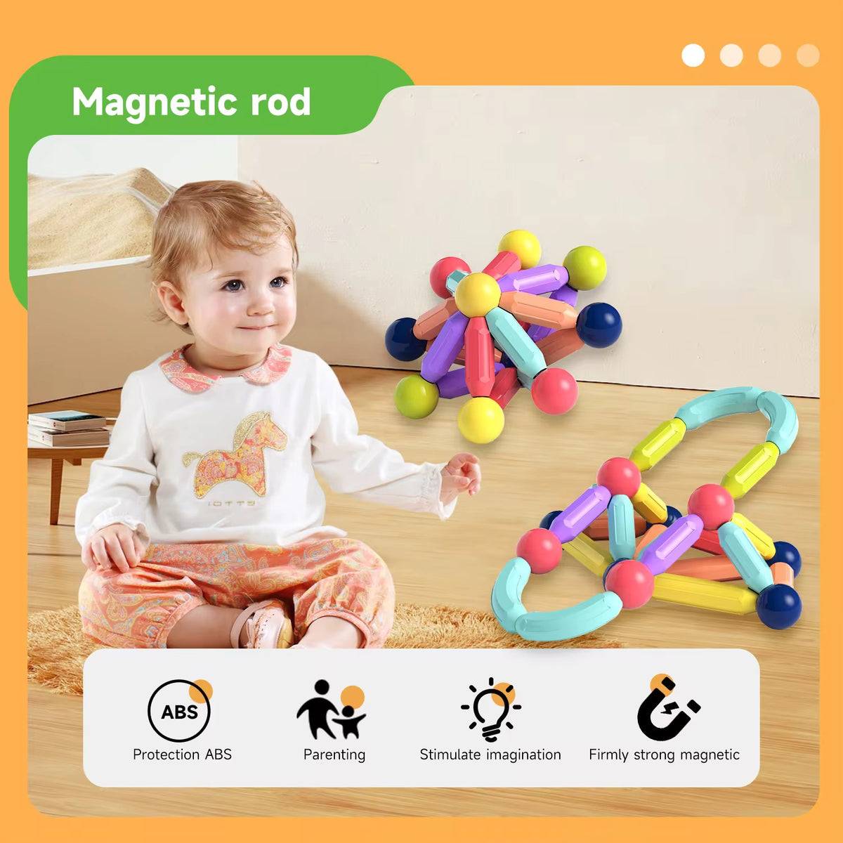 166-Piece Magnetic Building Rod Set