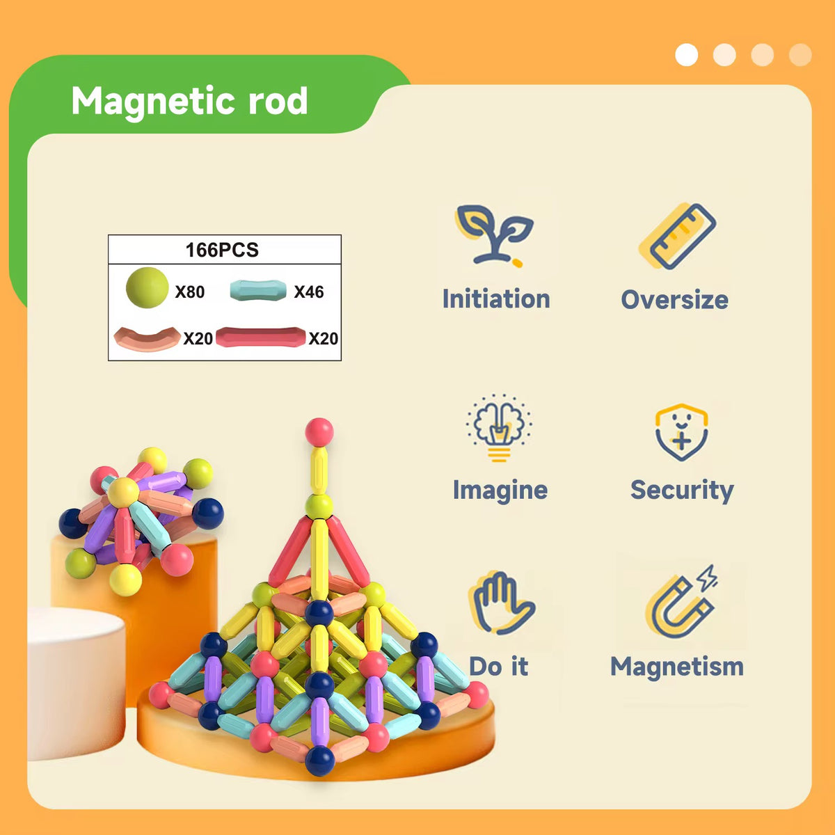 166-Piece Magnetic Building Rod Set
