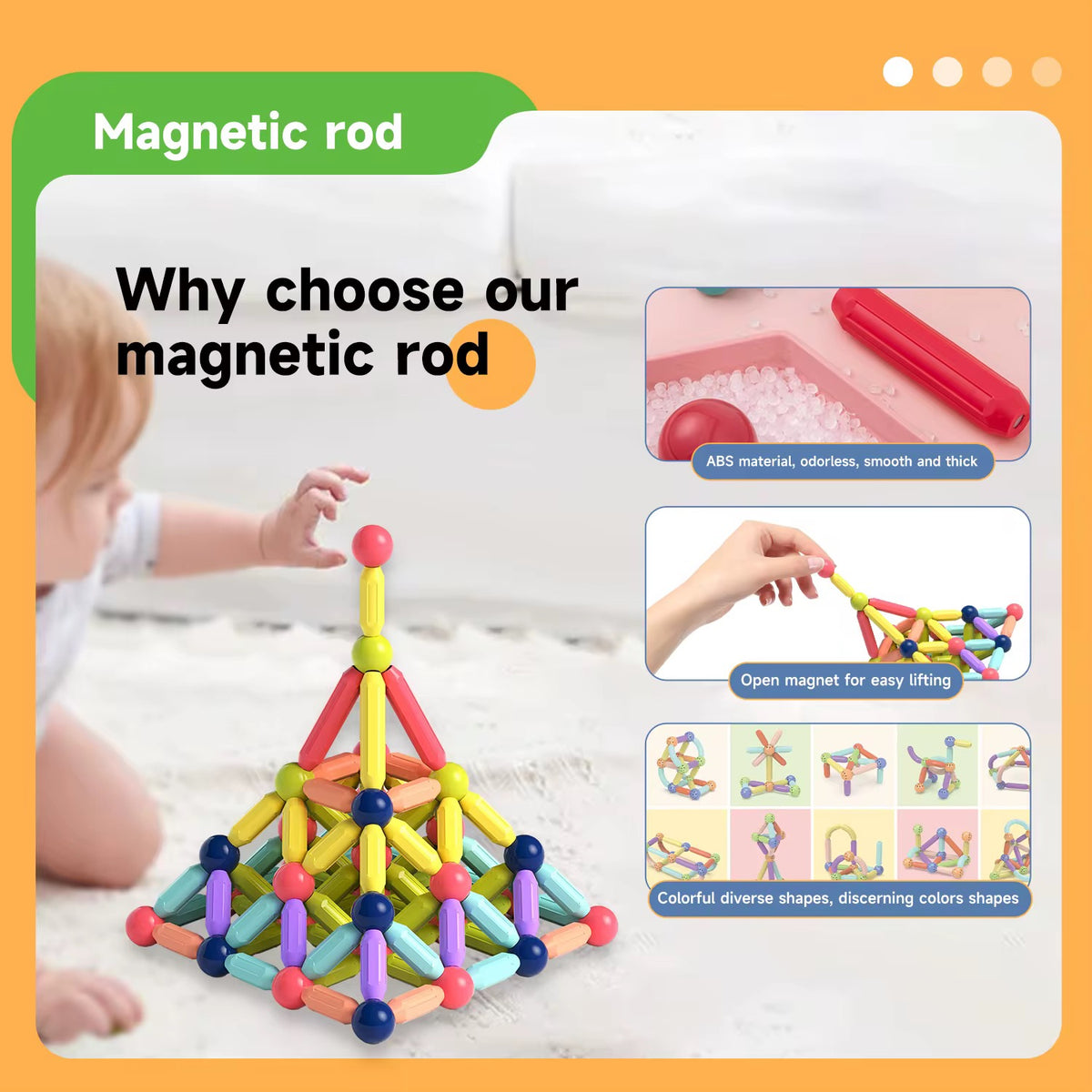 166-Piece Magnetic Building Rod Set